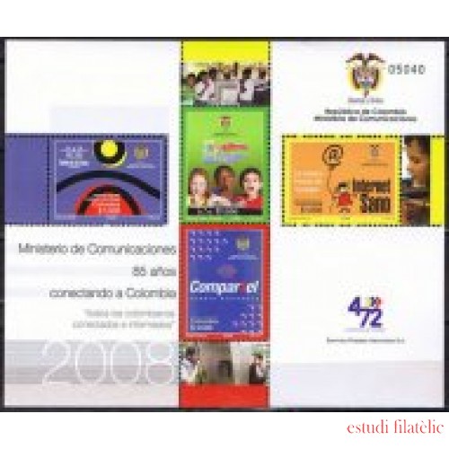 Colombia HB 64 2008 85 Años del Departamento de Comunicaciones MNH