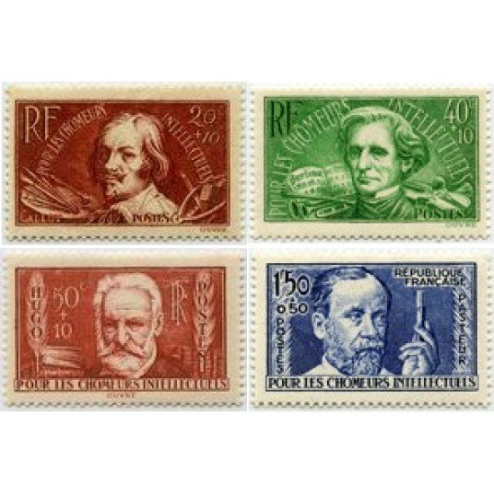 France Francia  Nº 330/33 1936 Pro parados intelectuales - Personajes ilustres- Lujo