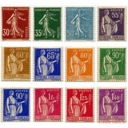 France Francia Nº 360/71 1937-39 Tipo Sembradora y Paz Lujo
