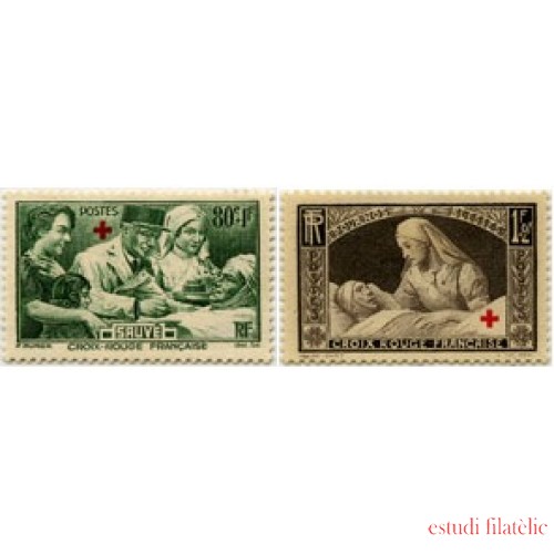 France Francia Nº 459/60 1940 en beneficio de los heridos Lujo