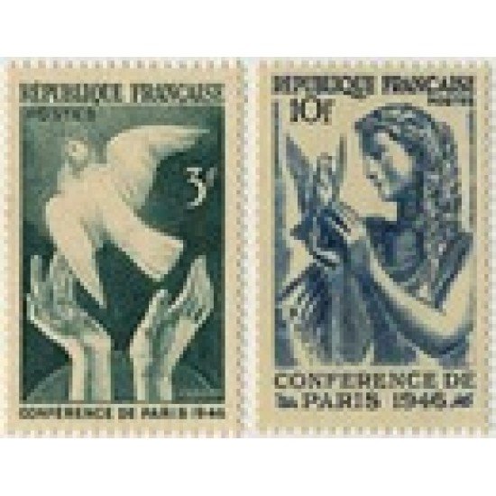 France Francia Nº 761/62 1946 Conferencia de la paz en Paris Fijasellos France Francia Nº 761/62 1946 Conferencia de la paz en Paris Fijasellos
