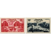 France Francia Nº 818/19 1948 Asamblea General de las Naciones Unidas en Paris Fijasellos