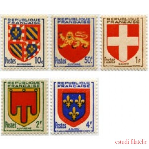 France Francia Nº 834/38 1949 Escudos de provincias Lujo