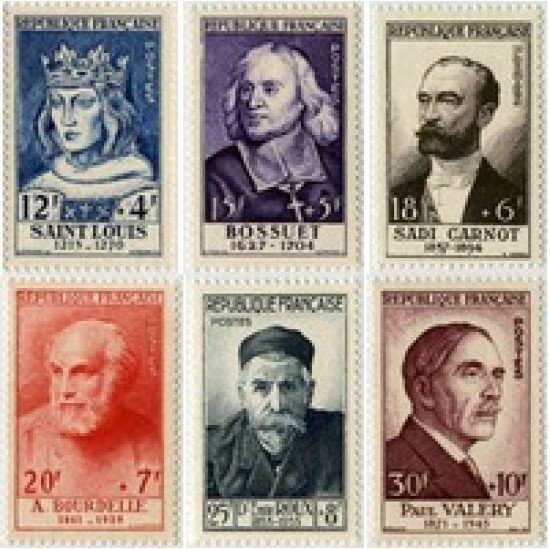 France Francia 989/94 1954 Celebridades del S. XIII al XX MNH France Francia 989/94 1954 Celebridades del S. XIII al XX MNH