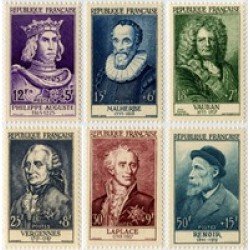 France Francia 1027/32 1955 Celebridades del S. XII al S.XX MNH France Francia 1027/32 1955 Celebridades del S. XII al S.XX MNH