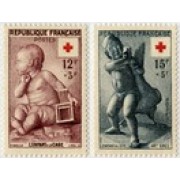 France Francia Nº 1048/49 1955 a Favor de la Cruz Roja  Lujo
