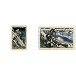 France Francia Nº 1079/80 ( 1078/80 ) 1956 Realizaciones técnicas -Infraestructuras-Fijasellos France Francia Nº 1079/80 ( 1078/80 ) 1956 Realizaciones técnicas -Infraestructuras-Fijasellos