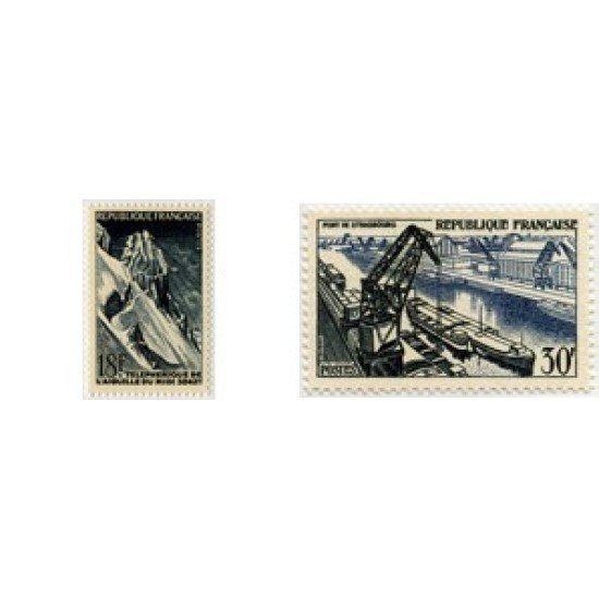 France Francia Nº 1079/80 ( 1078/80 ) 1956 Realizaciones técnicas -Infraestructuras-Fijasellos
