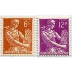France Francia Nº 1115/16 1957-59 Segador 3 VALORES Lujo France Francia Nº 1115/16 1957-59 Segador 3 VALORES Lujo