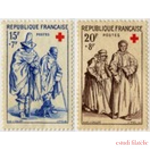 France Francia Nº 1140/41 1957 A favor de la Cruz Roja Lujo