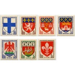 France Francia Nº 1180/86 1958 Escudos de ciudades Lujo France Francia Nº 1180/86 1958 Escudos de ciudades Lujo