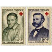 France Francia Nº 1187/88 1958 A favor de la Cruz Roja Lujo