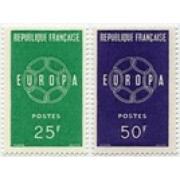 France Francia Nº 1218/19 1959 Europa Lujo