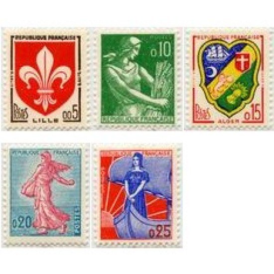 France Francia Nº 1230/34A 1960 - 1961 Tipos de 1957-59 Lujo France Francia Nº 1230/34A 1960 - 1961 Tipos de 1957-59 Lujo
