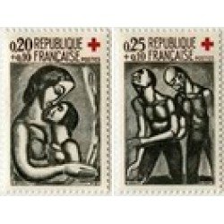 France Francia Nº 1323/24 1961 Sorteo a favor de la Cruz Roja Lujo France Francia Nº 1323/24 1961 Sorteo a favor de la Cruz Roja Lujo