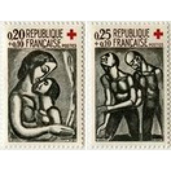 France Francia Nº 1323/24 1961 Sorteo a favor de la Cruz Roja Lujo