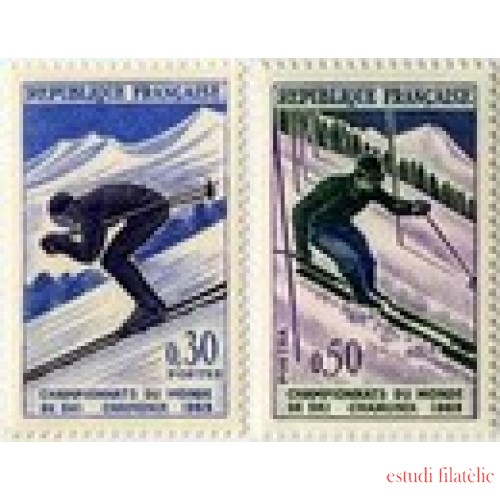 OLI2/S France Francia  Nº 1326/27  1962  Campeonatos del mundo de esquí en Chamonix Lujo