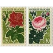 France Francia Nº 1356/57 1962 Rosas Lujo