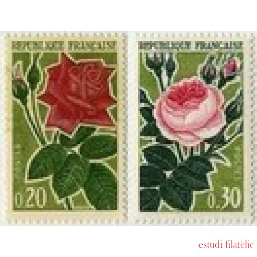 France Francia Nº 1356/57 1962 Rosas Lujo
