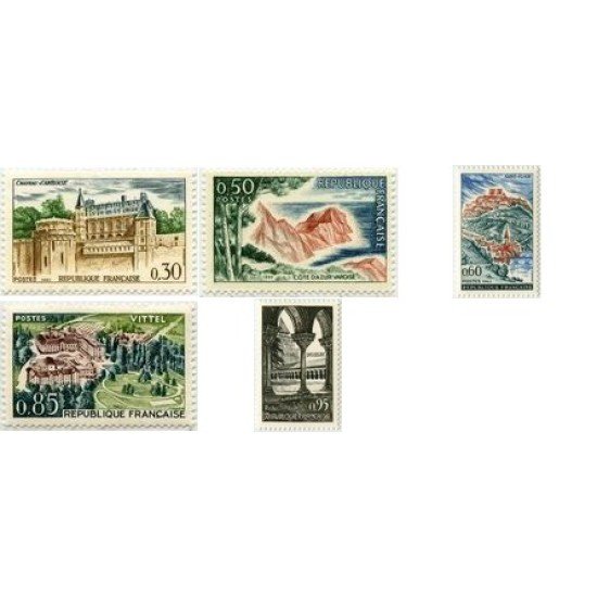 France Francia Nº 1390/94A 1963 Serie turística -Paisajes y lugares- Lujo