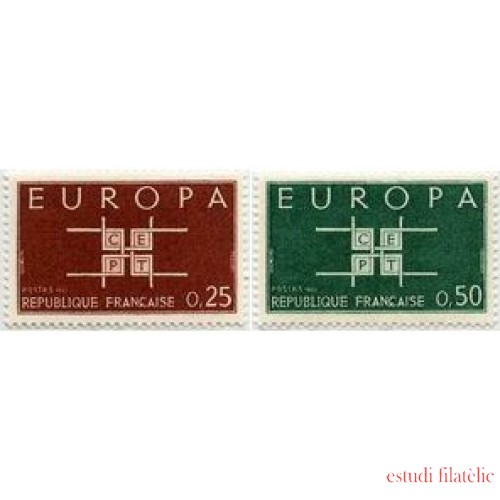 France Francia Nº 1396/97 1963 Europa Lujo