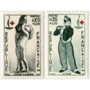 France Francia Nº 1400/01 1963 Cent. de la Cruz Roja Sorteo a favor de la Cruz Roja francesa Lujo
