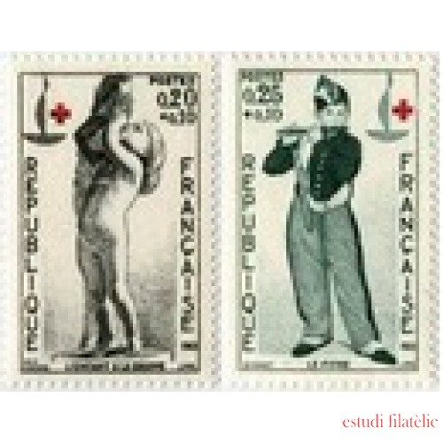 France Francia Nº 1400/01 1963 Cent. de la Cruz Roja Sorteo a favor de la Cruz Roja francesa Lujo