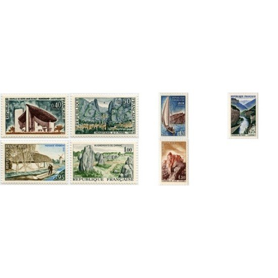 France Francia Nº 1435/41 1965 Serie turística -Paisajes y lugares- Lujo