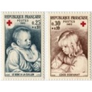 TEN/S France Francia  Nº 1466/67  1965  Sorteo de la Cruz Roja Lujo