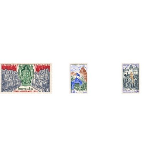 France Francia Nº 1577/79 1968 Grandes nombres de la História Lujo France Francia Nº 1577/79 1968 Grandes nombres de la História Lujo