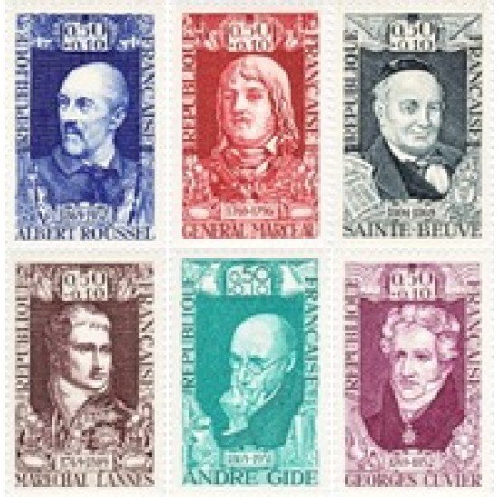 France Francia Nº 1590/95 1969 Celebridades del S. XVIII AL XX Lujo France Francia Nº 1590/95 1969 Celebridades del S. XVIII AL XX Lujo