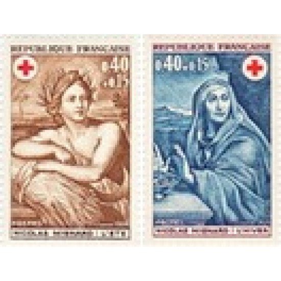 France Francia Nº 1619/20 1969 Sorteo a favor de la Cruz Roja Lujo France Francia Nº 1619/20 1969 Sorteo a favor de la Cruz Roja Lujo