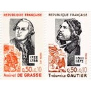 France Francia Nº 1727/28 1972 Personajes célebres Sorteo a favor de la Cruz Roja Lujo
