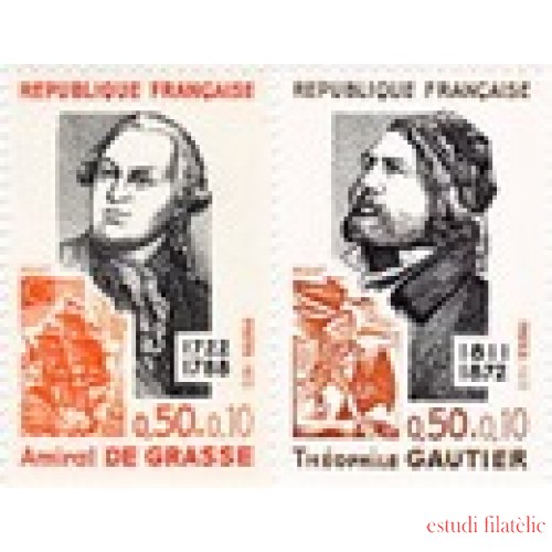 France Francia Nº 1727/28 1972 Personajes célebres Sorteo a favor de la Cruz Roja Lujo