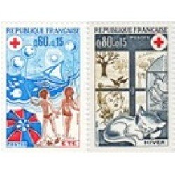 France Francia Nº 1828/29 1974 Sorteo a favor de la Cruz Roja Lujo
