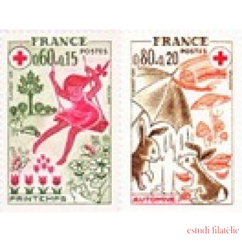France Francia Nº 1860/61 1975 Sorteo a favor de la Cruz Roja Lujo