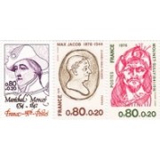 France Francia Nº 1880/82 1976 Personajes Célebres Lujo France Francia Nº 1880/82 1976 Personajes Célebres Lujo