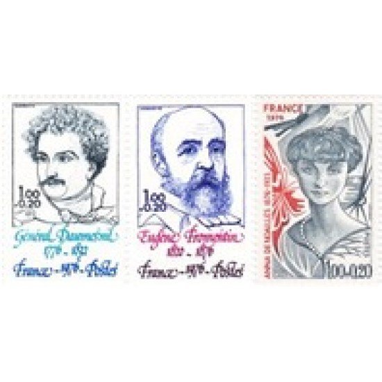 France Francia Nº 1896/98 1976 Personajes célebres Sorteo de la Cruz Roja Lujo