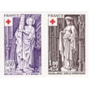France Francia Nº 1910/11 1976 Sorteo de la Cruz Roja -Esculturas religiosas- Lujo France Francia Nº 1910/11 1976 Sorteo de la Cruz Roja -Esculturas religiosas- Lujo