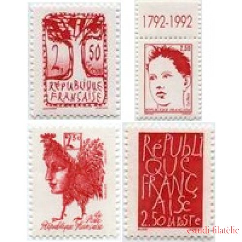 France Francia Nº 2772/75 1992 Bicentenario República, lujo