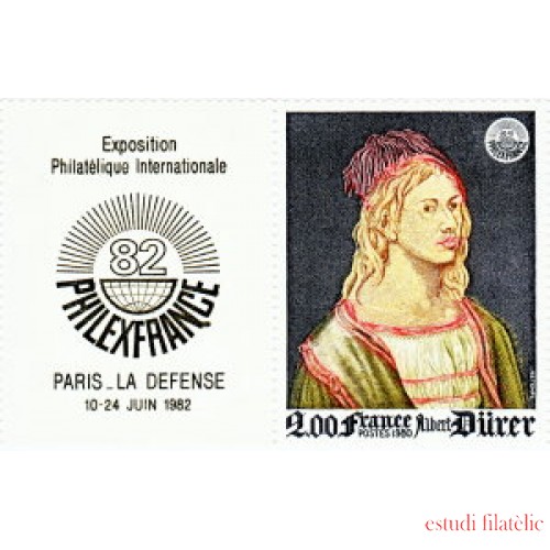 France Francia Nº 2090a 1980 PHILEXFRANCE Con viñeta , lujo