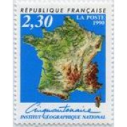 France Francia Nº 2662 1990 Instituto Geográfico, lujo