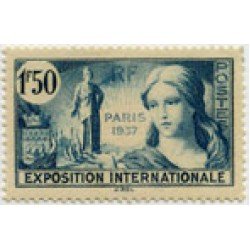 France Francia Nº 336 1937  Exp. Internacional París Fijasellos