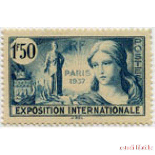 France Francia Nº 336 1937  Exp. Internacional París Fijasellos