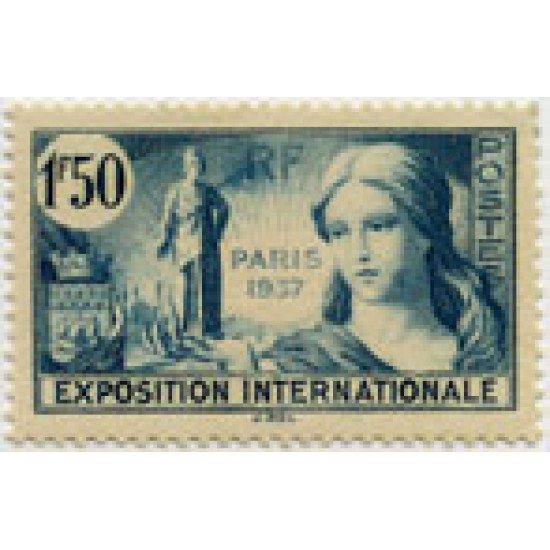 France Francia Nº 336 1937 Exp. Internacional París Fijasellos France Francia Nº 336 1937 Exp. Internacional París Fijasellos