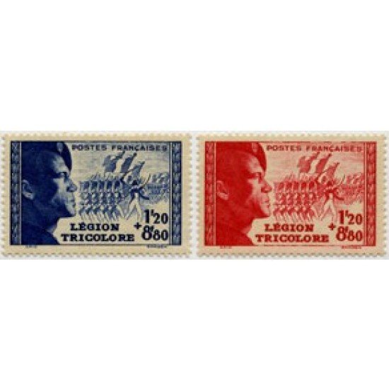 France Francia Nº 565/66 1942 Para la Legión tricolor Lujo
