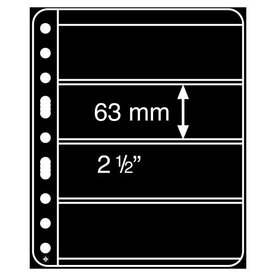 Leuchtturm 303194 hojas de plástico VARIO PLUS, extra rígido, 4 divisiones, negro