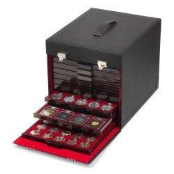 Leuchtturm 303239 Maletín de polipiel negro para 10 bandejas de monedas Leuchtturm 303239 Maletín de polipiel negro para 10 bandejas de monedas