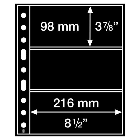 Leuchtturm 305160 Hojas de plástico GRANDE, con3 bandas horizontales, negras Leuchtturm 305160 Hojas de plástico GRANDE, con3 bandas horizontales, negras