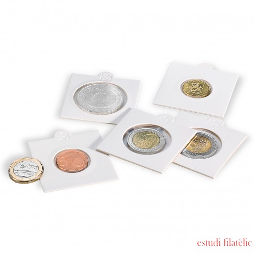 Leuchtturm 306467 Cartones de monedas MATRIX, blanco, diámetro 35 mm, autoadhesivos, 100 unidades